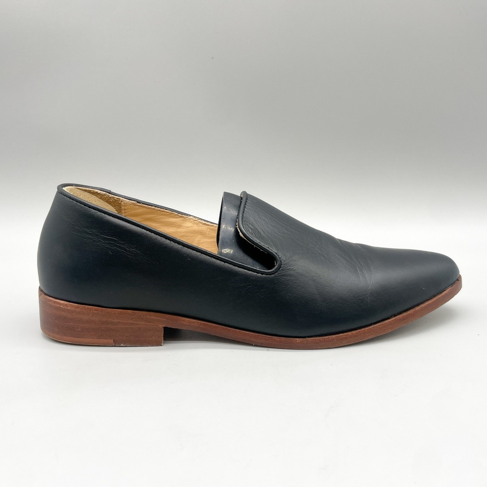 Nisolo Womens 8.5 Everyday Slip On Loafers Black Leather Flat Minimalist Office